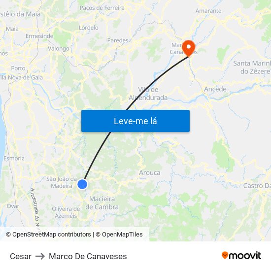 Cesar to Marco De Canaveses map