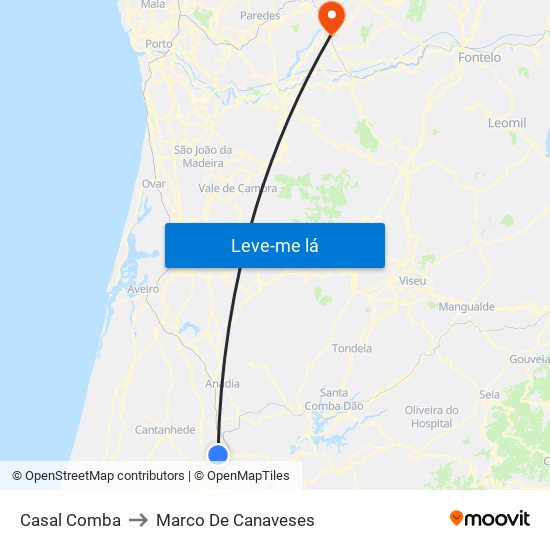 Casal Comba to Marco De Canaveses map