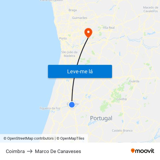 Coimbra to Marco De Canaveses map