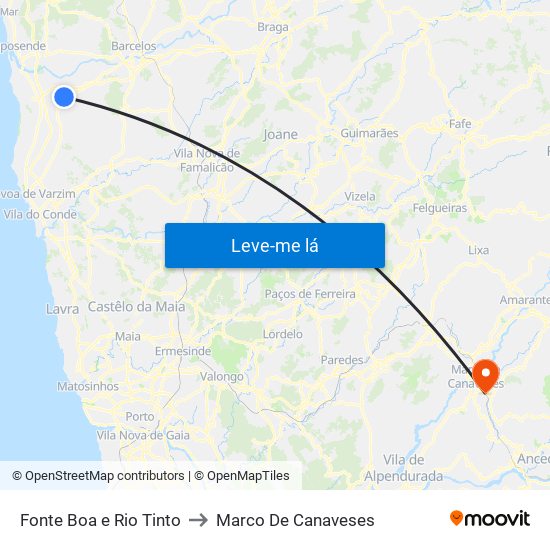 Fonte Boa e Rio Tinto to Marco De Canaveses map