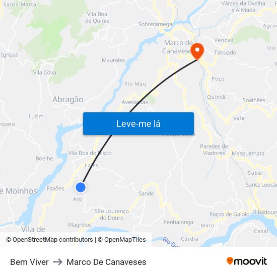 Bem Viver to Marco De Canaveses map