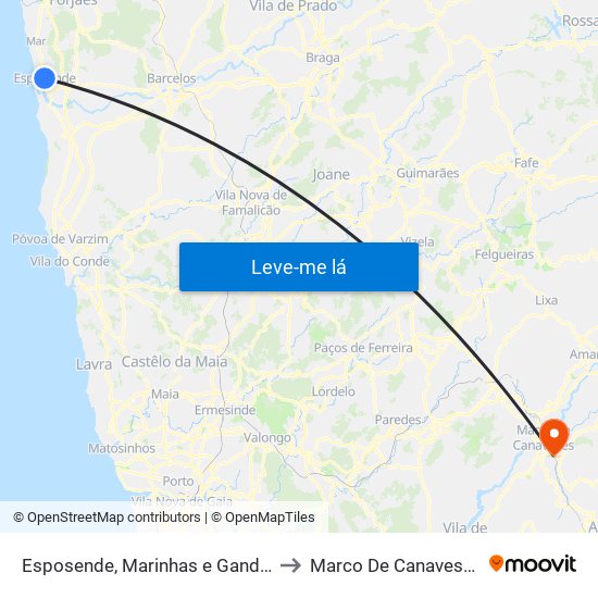 Esposende, Marinhas e Gandra to Marco De Canaveses map