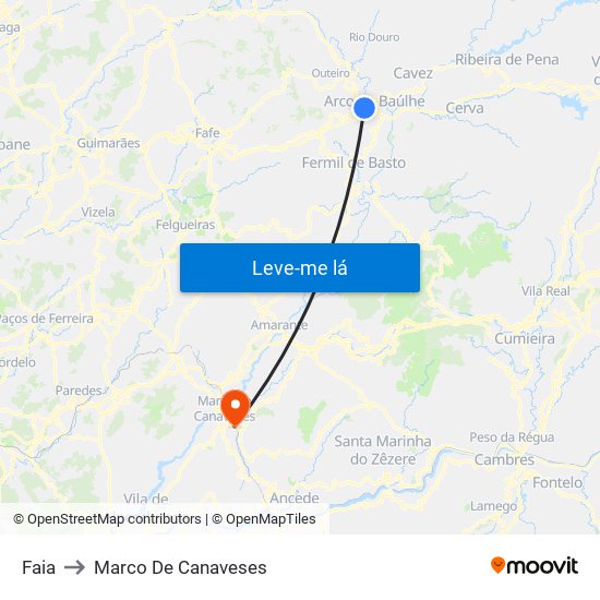 Faia to Marco De Canaveses map