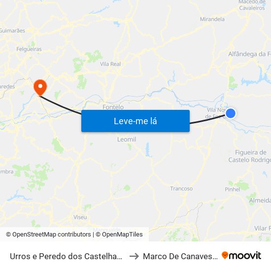 Urros e Peredo dos Castelhanos to Marco De Canaveses map