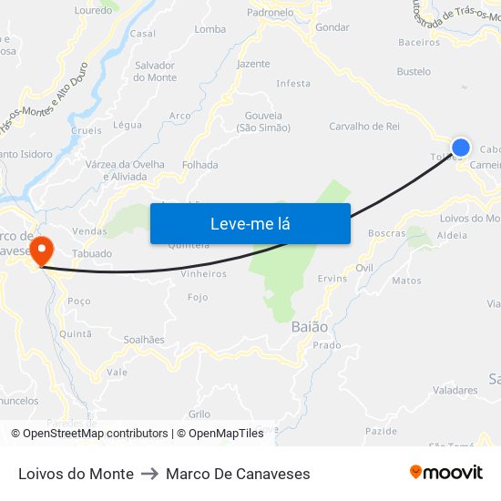 Loivos do Monte to Marco De Canaveses map