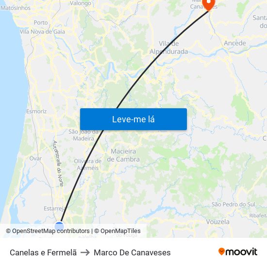 Canelas e Fermelã to Marco De Canaveses map