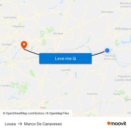 Lousa to Marco De Canaveses map