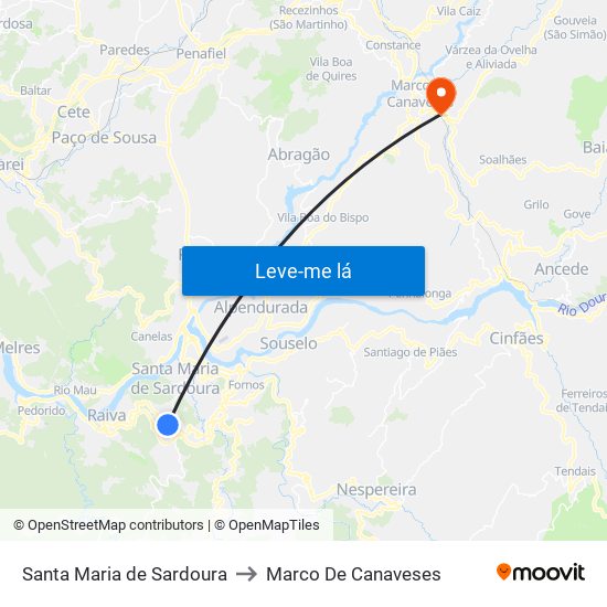 Santa Maria de Sardoura to Marco De Canaveses map