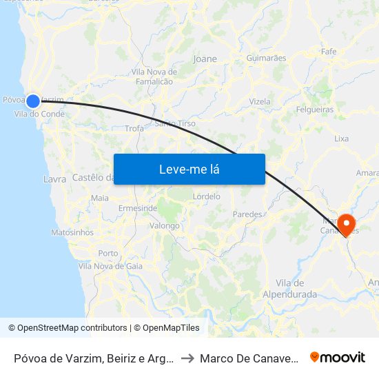 Póvoa de Varzim, Beiriz e Argivai to Marco De Canaveses map