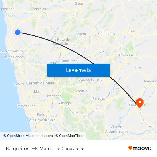 Barqueiros to Marco De Canaveses map