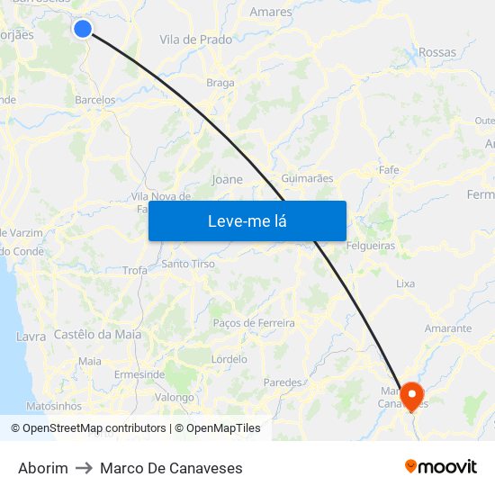 Aborim to Marco De Canaveses map