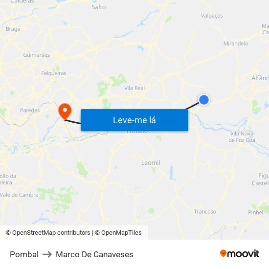 Pombal to Marco De Canaveses map