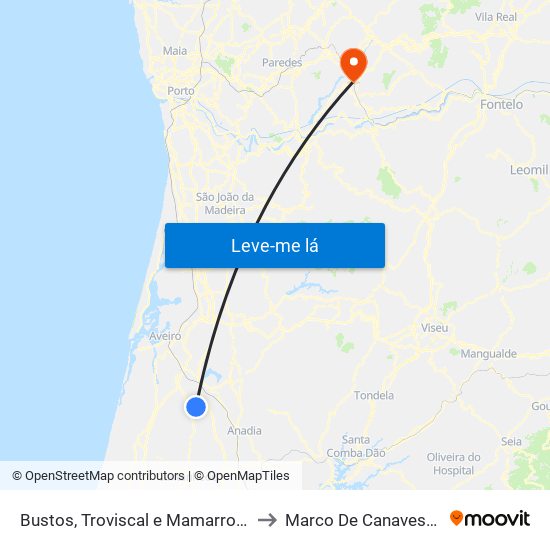 Bustos, Troviscal e Mamarrosa to Marco De Canaveses map