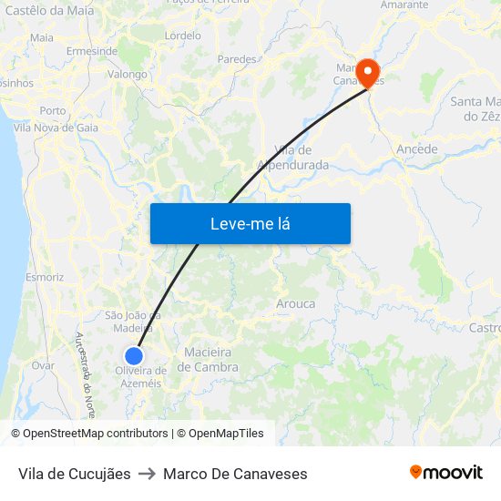 Vila de Cucujães to Marco De Canaveses map