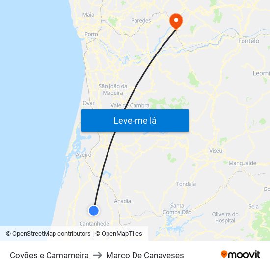 Covões e Camarneira to Marco De Canaveses map