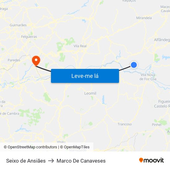 Seixo de Ansiães to Marco De Canaveses map