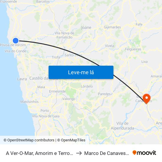 A Ver-O-Mar, Amorim e Terroso to Marco De Canaveses map