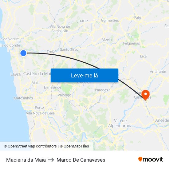 Macieira da Maia to Marco De Canaveses map