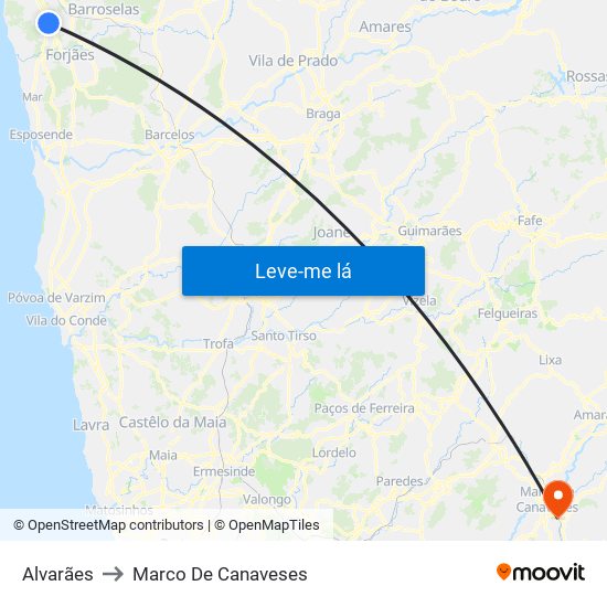 Alvarães to Marco De Canaveses map