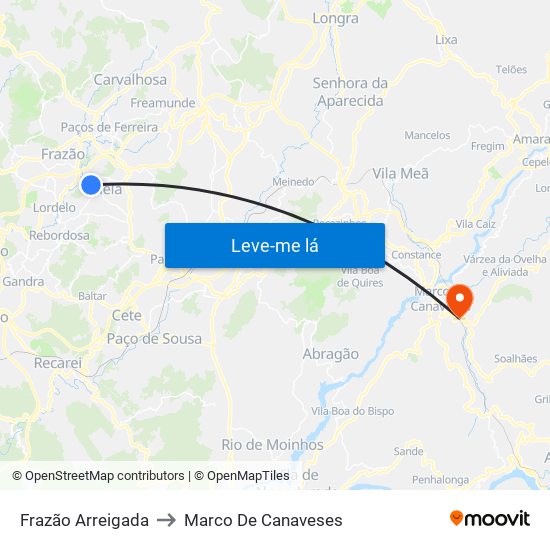 Frazão Arreigada to Marco De Canaveses map