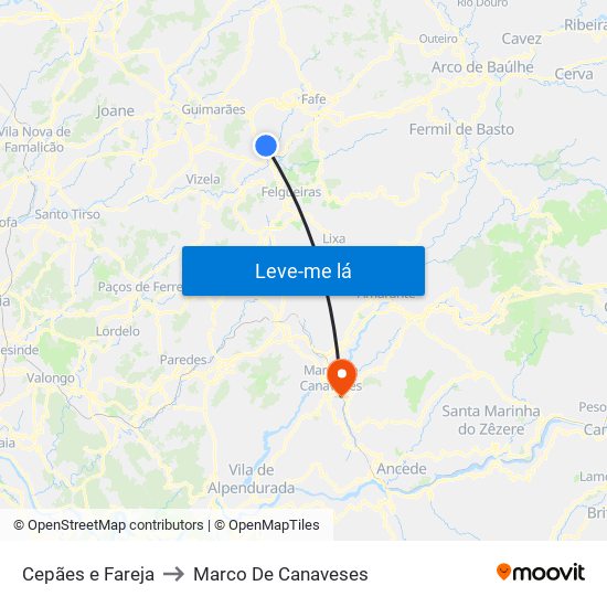 Cepães e Fareja to Marco De Canaveses map