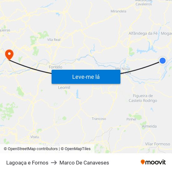 Lagoaça e Fornos to Marco De Canaveses map