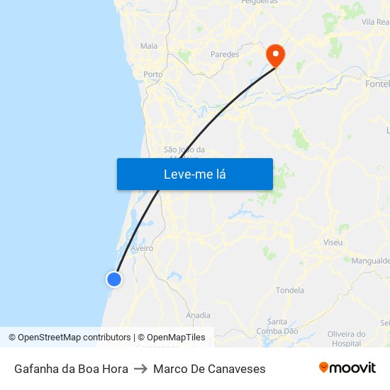 Gafanha da Boa Hora to Marco De Canaveses map