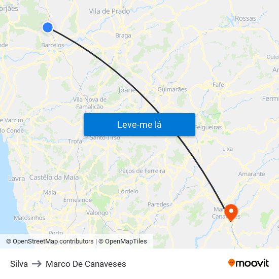 Silva to Marco De Canaveses map