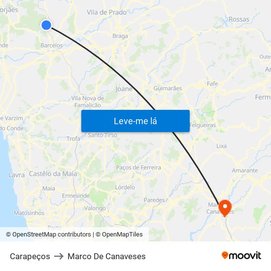 Carapeços to Marco De Canaveses map