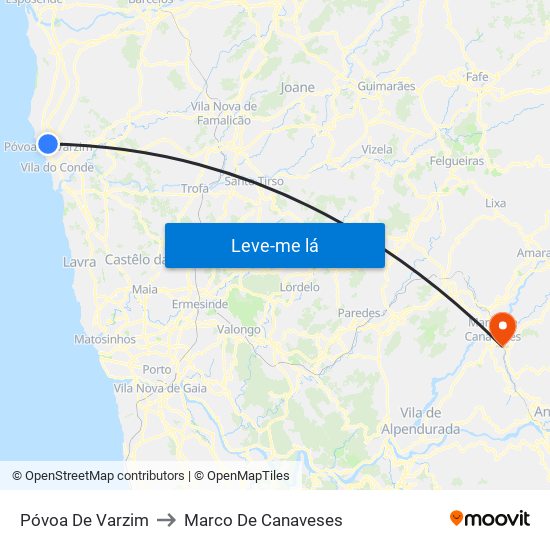 Póvoa De Varzim to Marco De Canaveses map