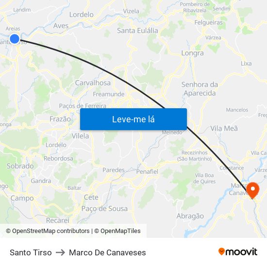 Santo Tirso to Marco De Canaveses map