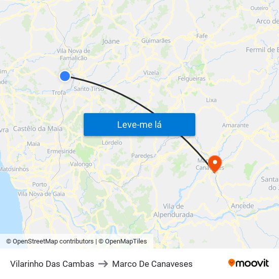 Vilarinho Das Cambas to Marco De Canaveses map