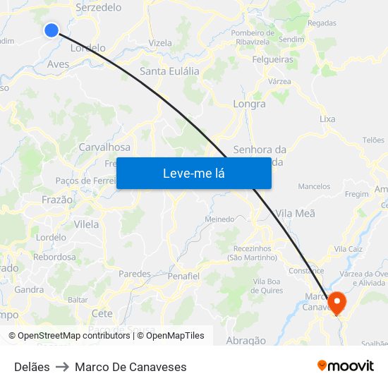 Delães to Marco De Canaveses map