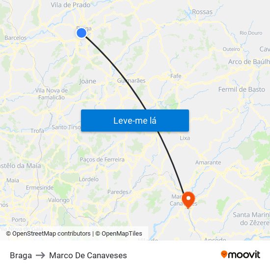 Braga to Marco De Canaveses map