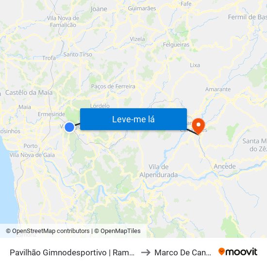 Pavilhão Gimnodesportivo | Ramalho Ortigão to Marco De Canaveses map