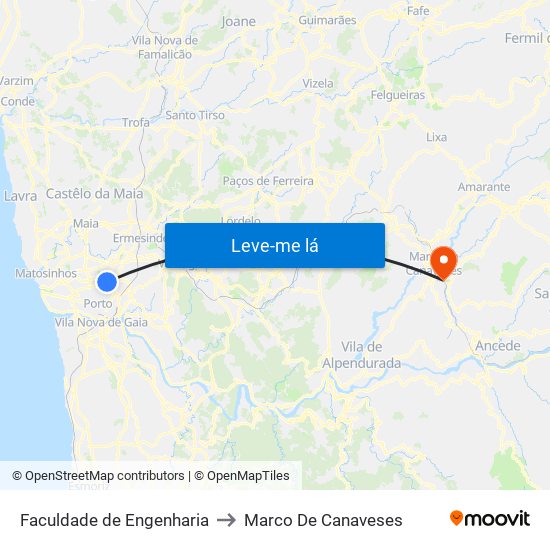 Faculdade de Engenharia to Marco De Canaveses map