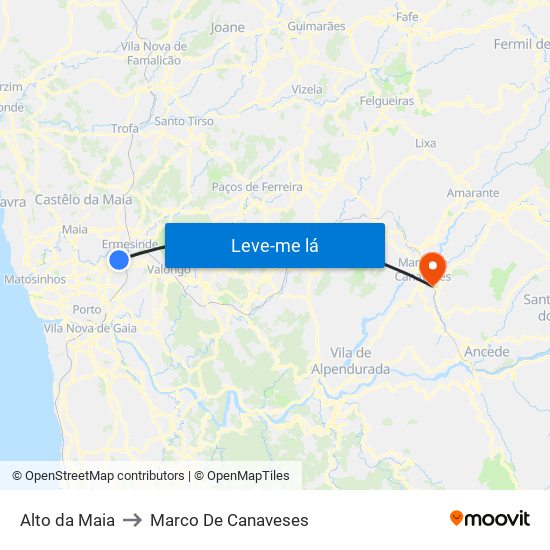 Alto da Maia to Marco De Canaveses map