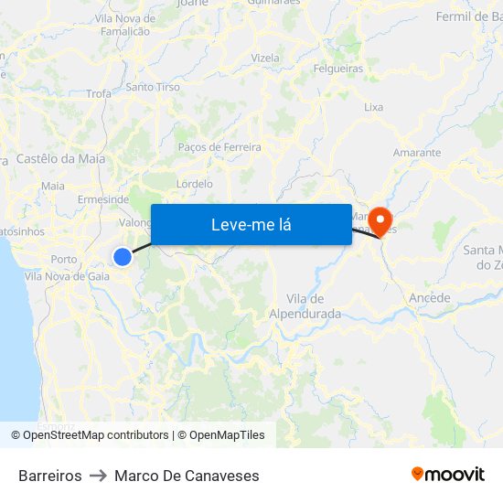 Barreiros to Marco De Canaveses map