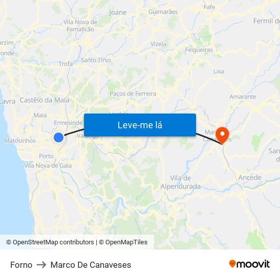 Forno to Marco De Canaveses map