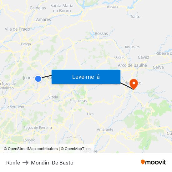 Ronfe to Mondim De Basto map