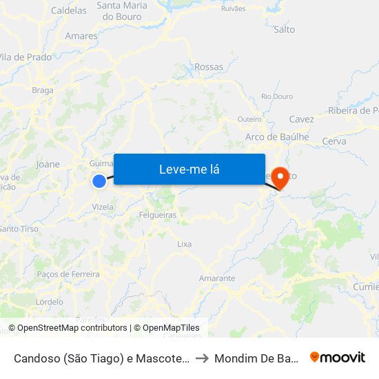 Candoso (São Tiago) e Mascotelos to Mondim De Basto map
