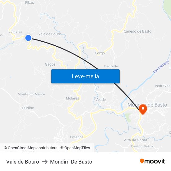 Vale de Bouro to Mondim De Basto map