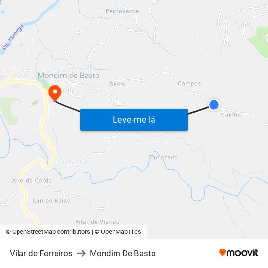 Vilar de Ferreiros to Mondim De Basto map
