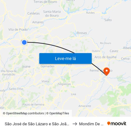 São José de São Lázaro e São João do Souto to Mondim De Basto map