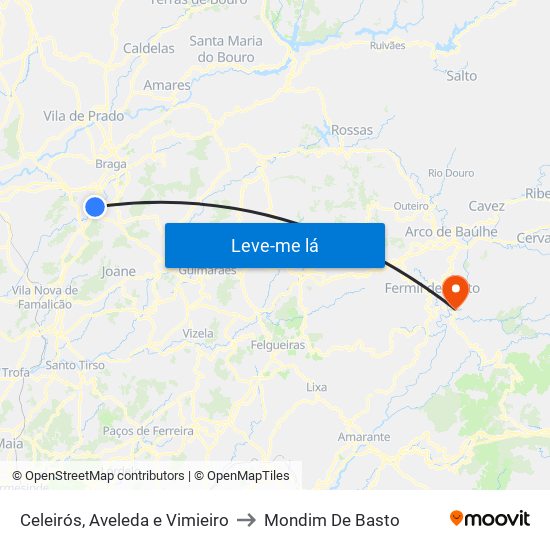 Celeirós, Aveleda e Vimieiro to Mondim De Basto map