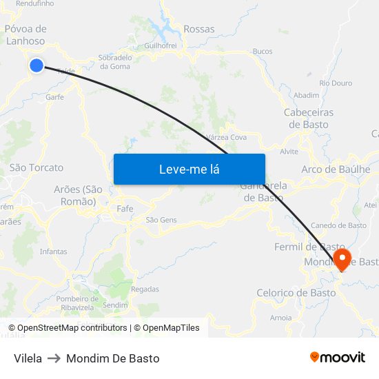 Vilela to Mondim De Basto map