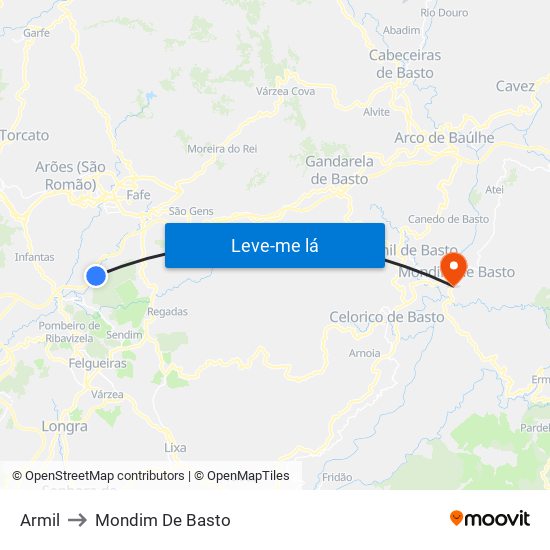 Armil to Mondim De Basto map