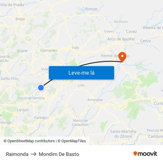 Raimonda to Mondim De Basto map