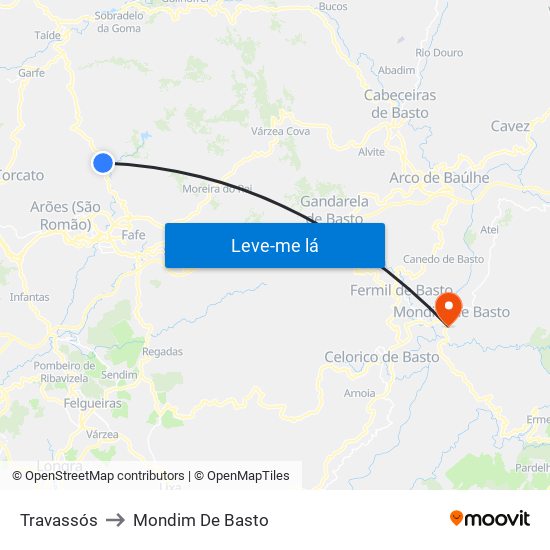 Travassós to Mondim De Basto map