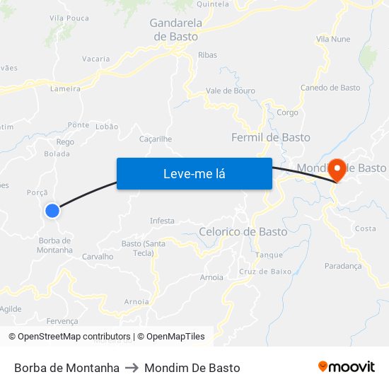 Borba de Montanha to Mondim De Basto map